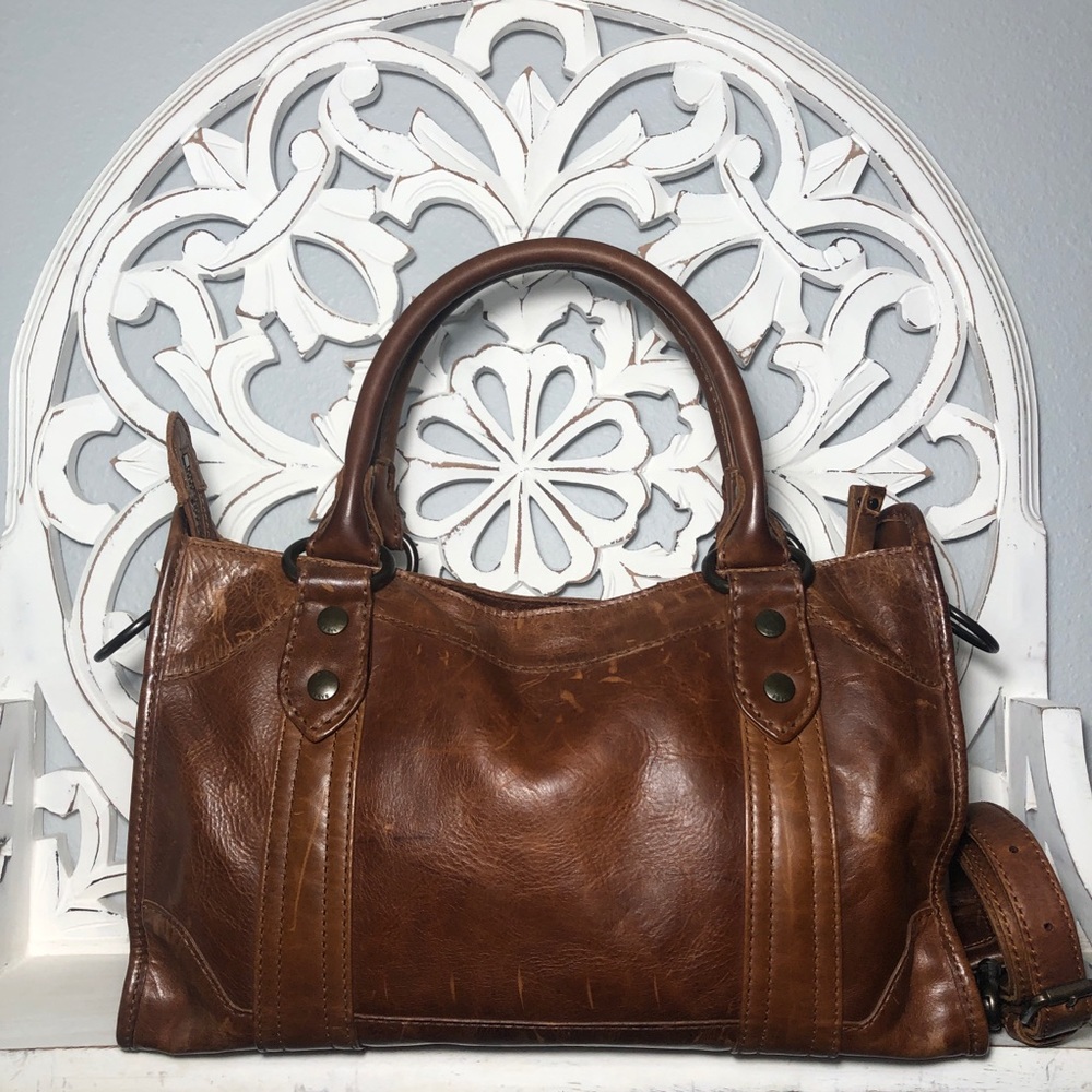 Frye Melissa Satchel Cognac Pull Up Leather NWT - Picture 5 of 9